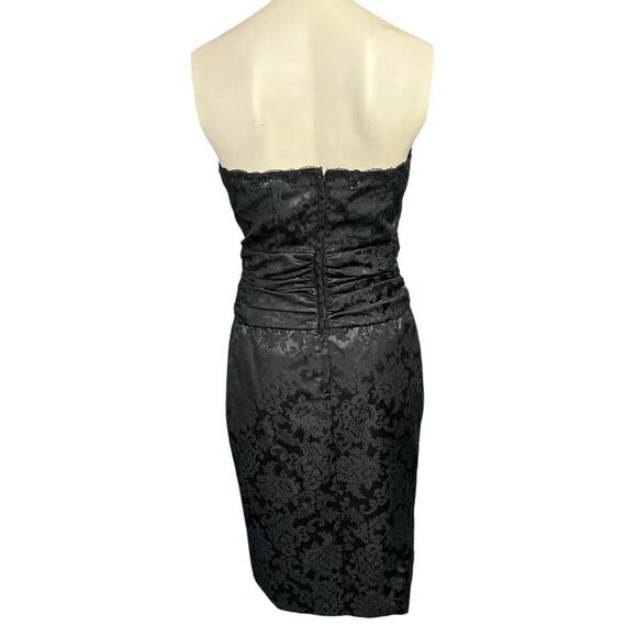 Vintage Scott McClintock Jacquard Strapless Dress 8 Ruched Party Cocktail - Picture 4 of 8
